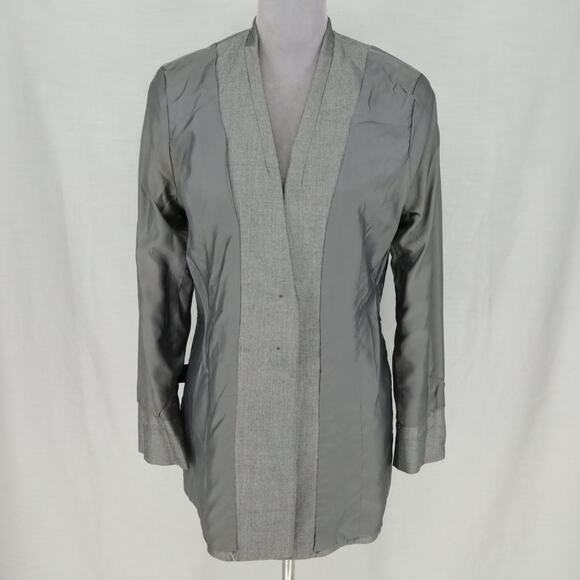 Kasper ASL Jacket Womens 10 Gray Shimmer Fitted Blazer Lined Office Career - Picture 11 of 14